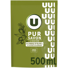U Recharge de savon liquide olive et romarin U en flacon 500mL