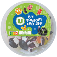 U Assortiment de bonbons gélifiés réglisse bac 600g