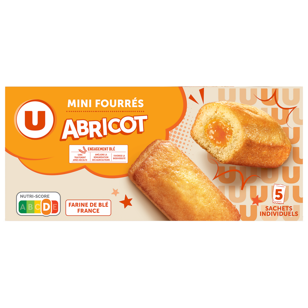 U Mini gateaux fourrés abricot paquet de 150g