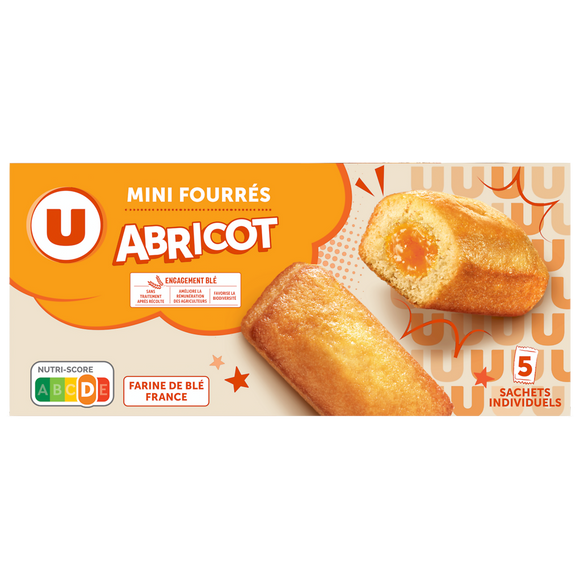 U Mini gateaux fourrés abricot paquet de 150g
