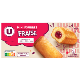 U Mini gateaux fourrés fraise  5 paquets de 30g, 150g