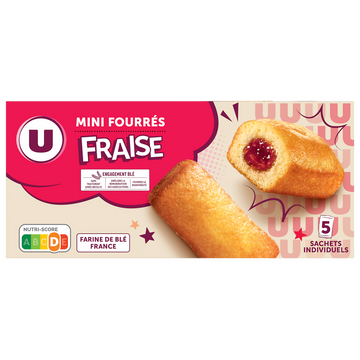 U Mini gateaux fourrés fraise  5 paquets de 30g, 150g