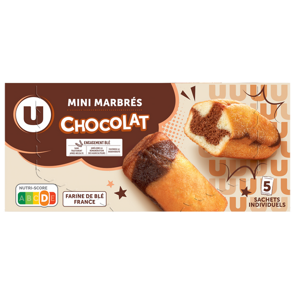 U Mini gâteaux marbré chocolat  5 paquets de 30g, 150g