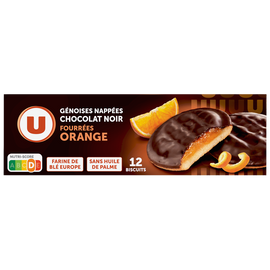 U Biscuits Génoises fourrées à l'orange nappées de chocolat 150g