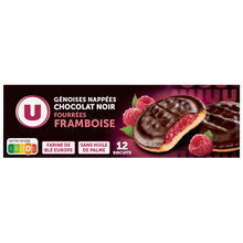 U Biscuits fourrés à la framboise nappés de chocolat paquet de 150g
