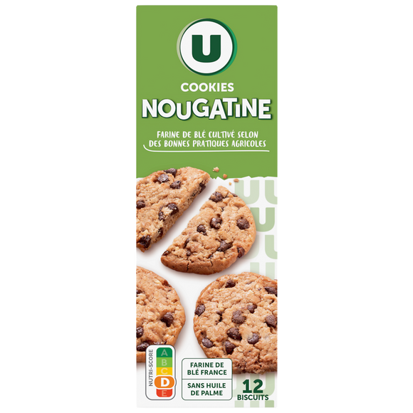 U Cookies à la nougatine et pépites de chocolat  étui de 200g