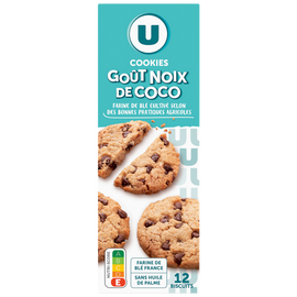 U Cookies noix de coco et pépite de chocolat  paquet de 200g
