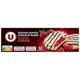 U Biscuits fourrés à la cerise nappés de chocolat  paquet de 150g