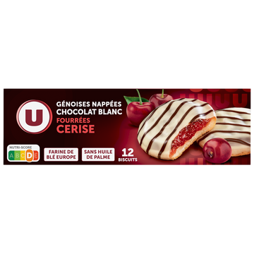 U Biscuits fourrés à la cerise nappés de chocolat  paquet de 150g