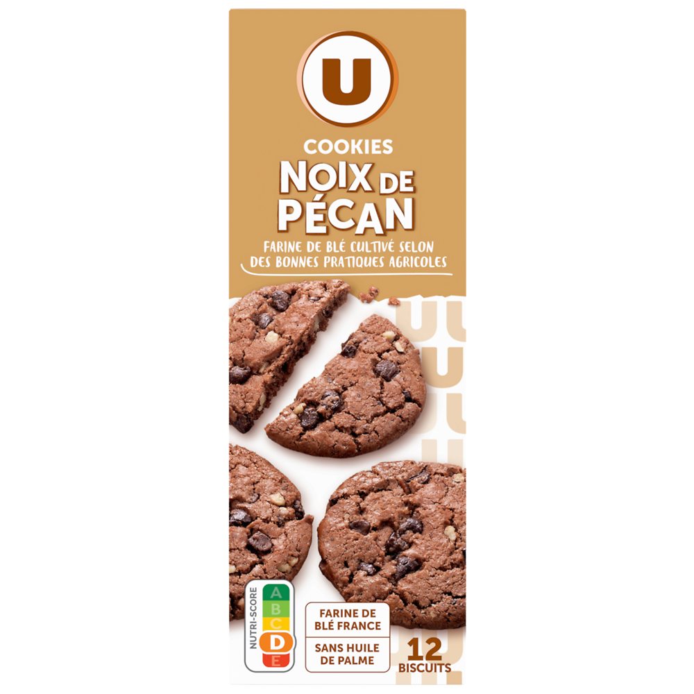 U Cookies noix de pécan et pépites de chocolat  paquet de 200g
