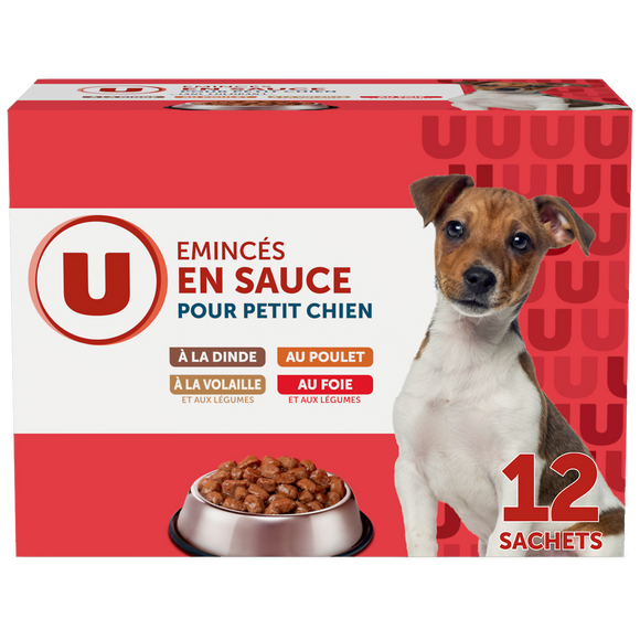 U Emincés en sauce pour petit chien 12 sachets de 100g 1,2kg