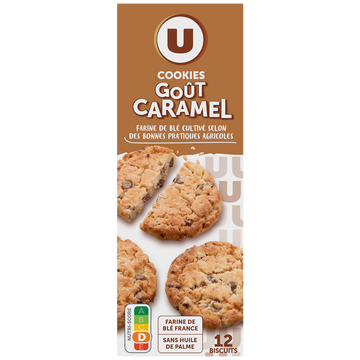 U Cookies goût caramel pépites de chocolat au lait - 200g