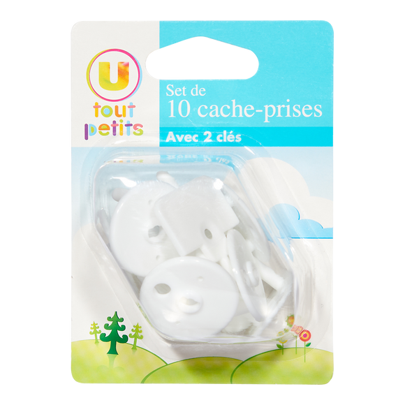 U TOUT PETITS Set de 10 cache-prises + 2 clés
