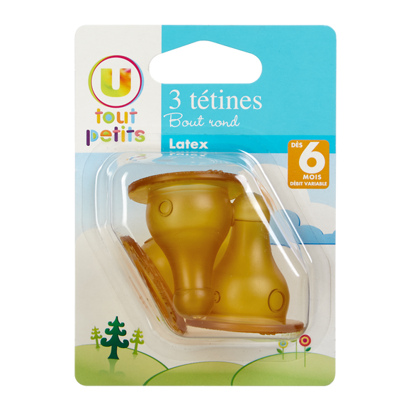 U TOUT PETITS Tétine x3 latex bout rond t2 débit variable
