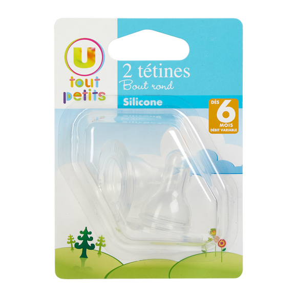 U TOUT PETITS Tétine x2 silicone bout rond t2 débit variable