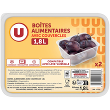 U Boîtes plastiques micro-ondes, 2x1,8 litres