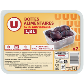 U Boîtes plastiques micro-ondes,  2x1,8 litres
