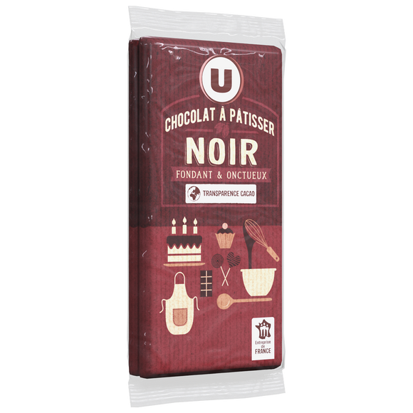 U Chocolat noir pâtissier  2 Tablettes de 200g