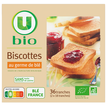U BIO Biscottes au froment germe de blé  300g