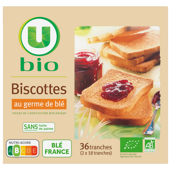 U BIO Biscottes au froment germe de blé  300g
