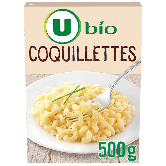 U BIO Pâte Coquillettes bio, paquet de 500g