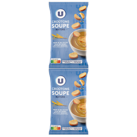 U Croûtons ronds frits pour soupe nature  2x90g  -  180g