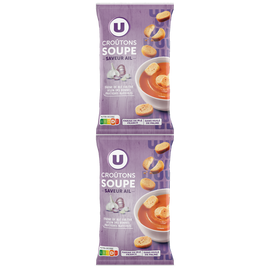 U Croûtons ronds frits pour soupe saveur ail  2x90g  - 180g