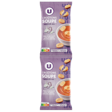 U Croûtons ronds frits pour soupe saveur ail  2x90g  - 180g