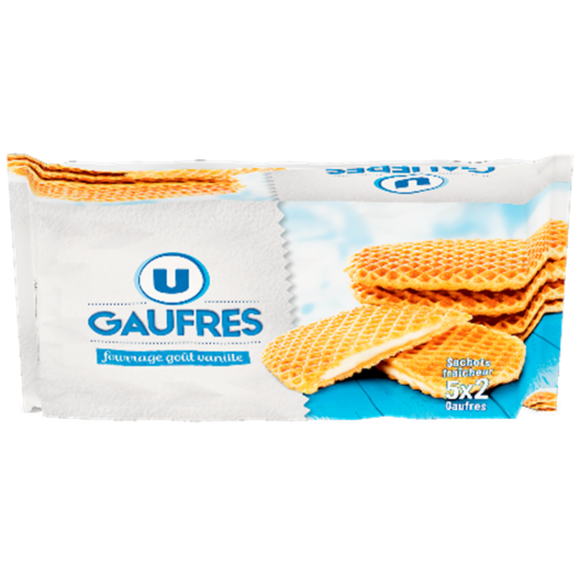 U Gaufres fourrées goût vanille  300g