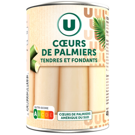 U Coeurs de palmier, boîte de 1/2 220g poids net égoutté 400g