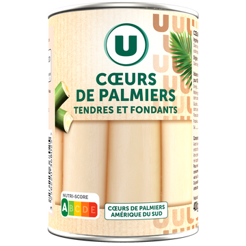 U Coeurs de palmier, boîte de 1/2 220g poids net égoutté 400g
