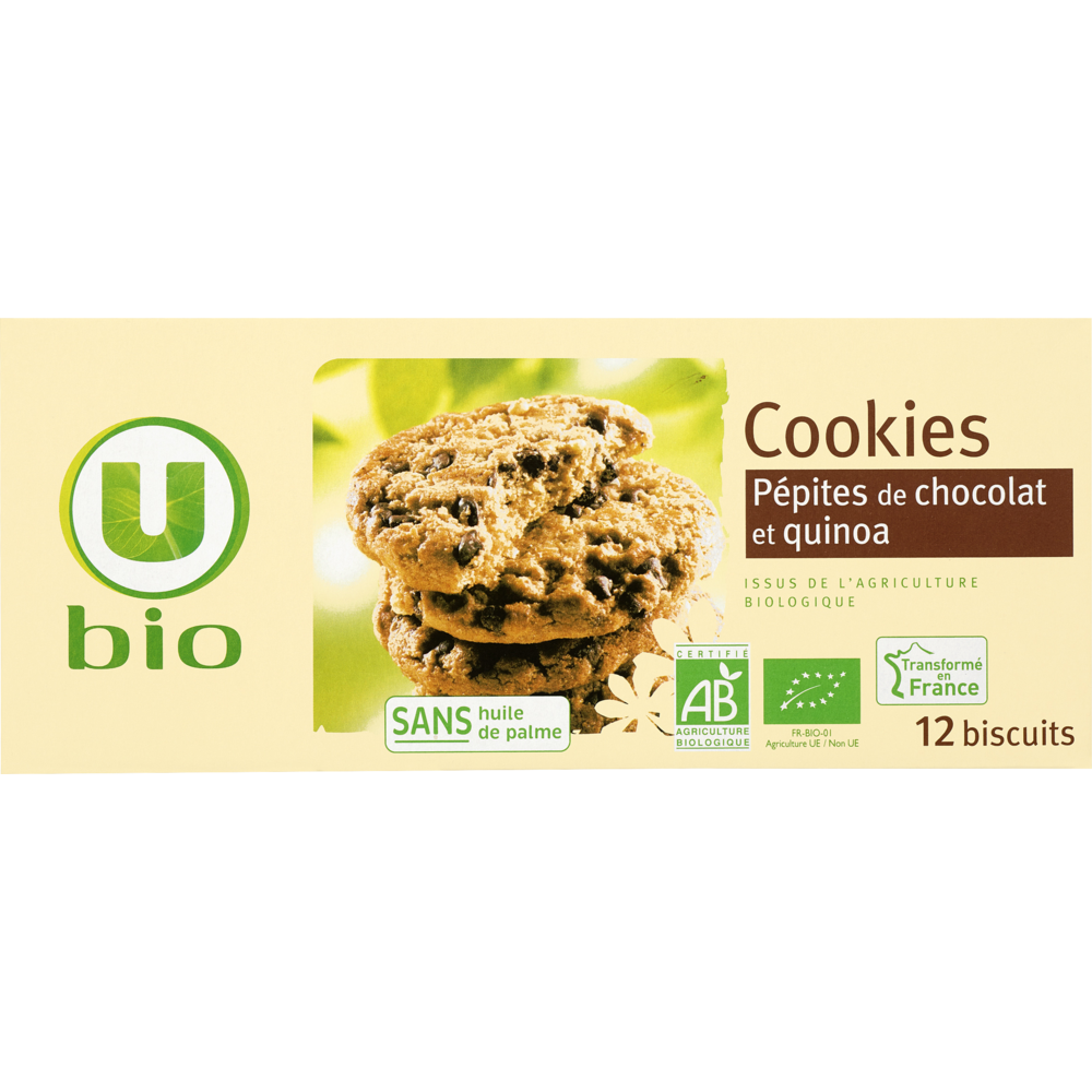 U BIO Cookies bio quinoa pépites chocolat paquet de 175g