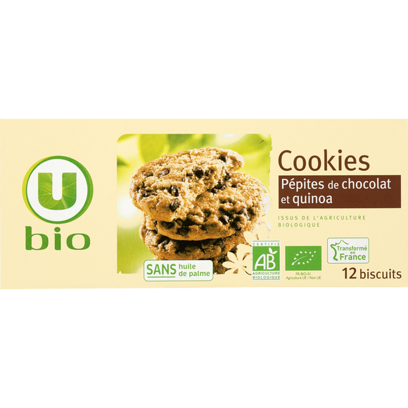 U BIO Cookies bio quinoa pépites chocolat paquet de 175g
