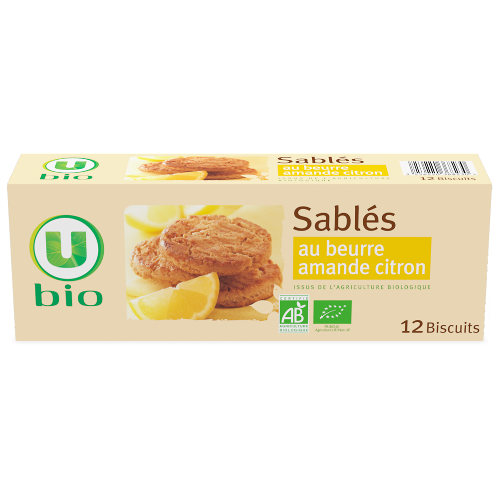 U BIO Biscuits Sablés bio amandes citron paquet de 200g