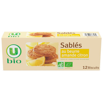 U BIO Biscuits Sablés bio amandes citron paquet de 200g