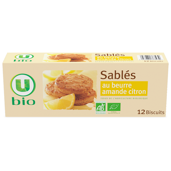 U BIO Biscuits Sablés bio amandes citron paquet de 200g