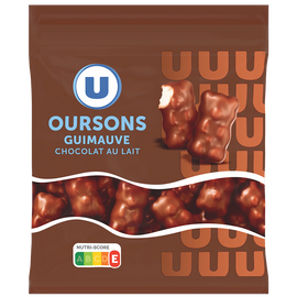 U Bonbons Confiserie oursons en guimauve au chocolat au lait sachet de 200g