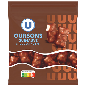 U Bonbons Confiserie oursons en guimauve au chocolat au lait sachet de 200g