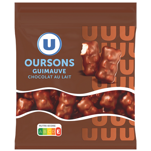 U Bonbons Confiserie oursons en guimauve au chocolat au lait sachet de 200g