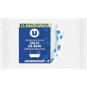 U Eponge grattante décorée salle de bain - x2