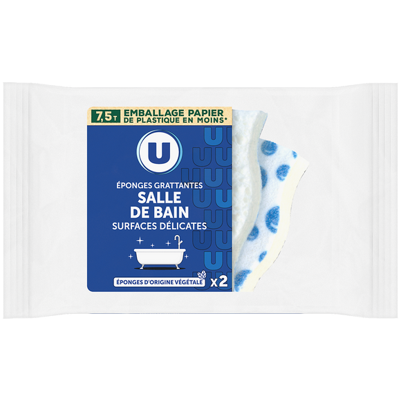 U Eponge grattante décorée salle de bain - x2