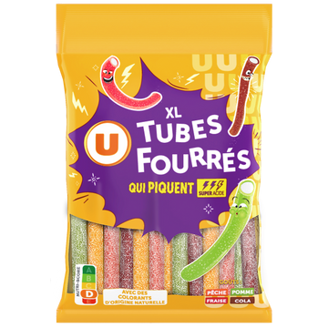 U Bonbons Tubes fourrés qui piquent XL, 180g