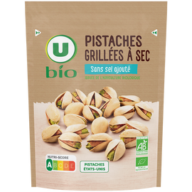U BIO Pistaches grillées à sec sans sel ajouté , sachet 75g