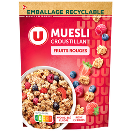U Céréales Muesli croustillant aux fruits rouges  doypack de 500g