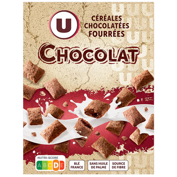 U Céréales chocolatées fourrées chocolat - paquet de 375g