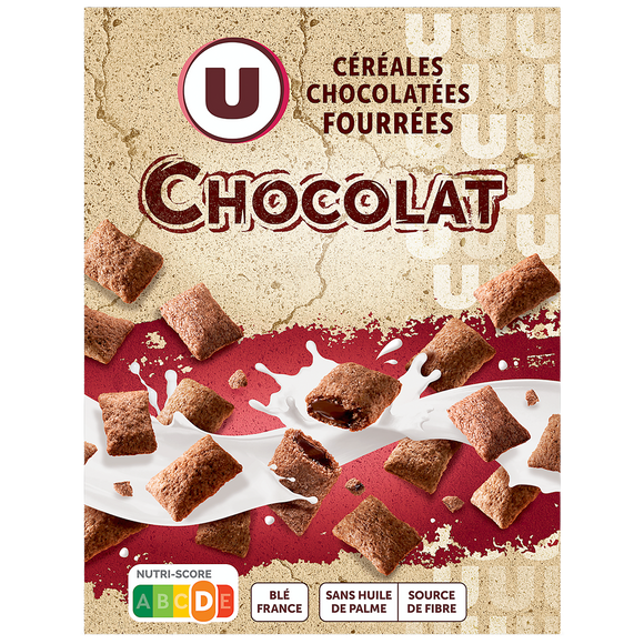 U Céréales chocolatées fourrées chocolat - paquet de 375g