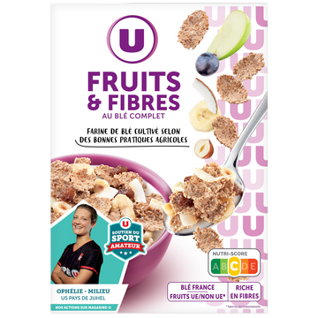 U Céréales fruits et fibres  boîte de 500g