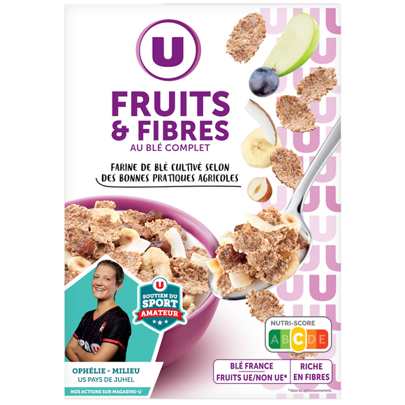U Céréales fruits et fibres  boîte de 500g
