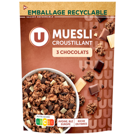 U Muesli croustillant aux 3 chocolats - 500g