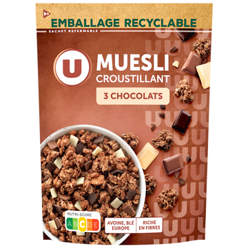 U Muesli croustillant aux 3 chocolats - 500g